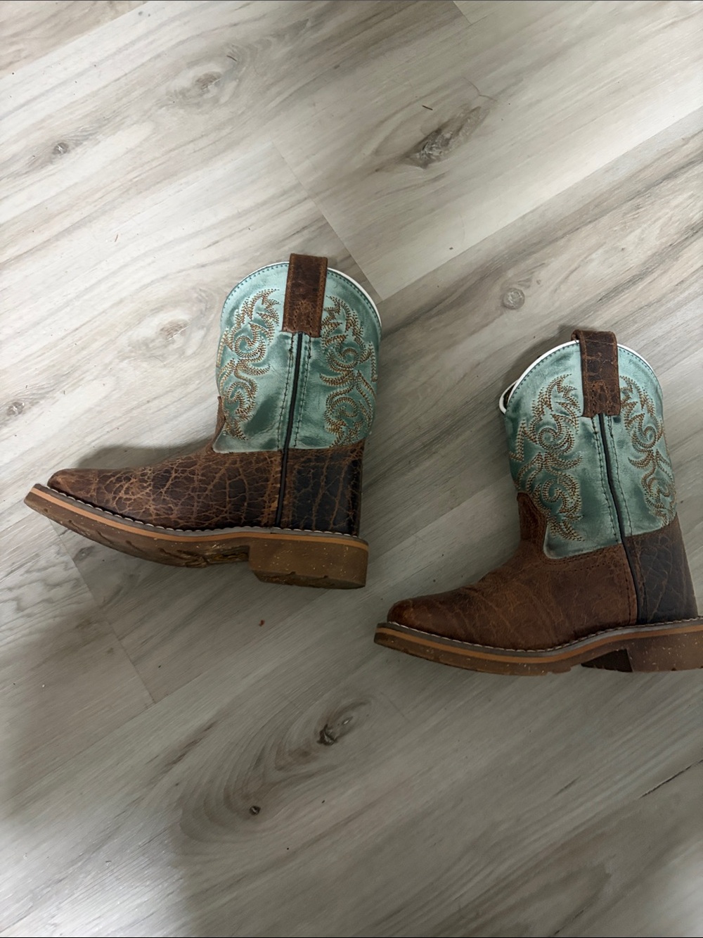 Dan Post Kids Brown and Turquoise Western Boots
